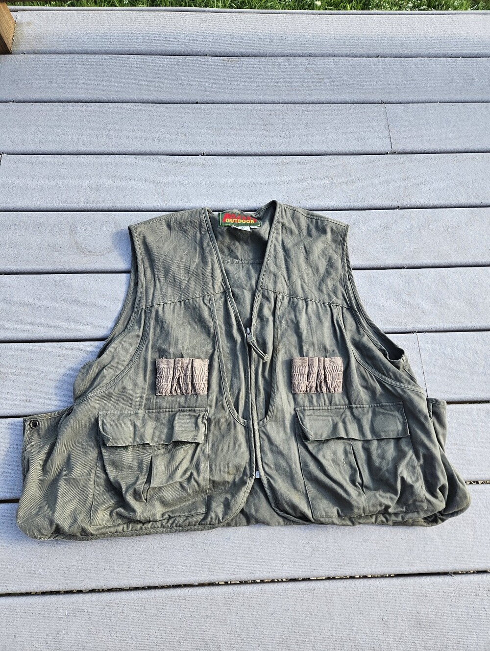 Vintage Avid Outdoor Field Vest Men L Green Utility Shooting Hunting Pockets